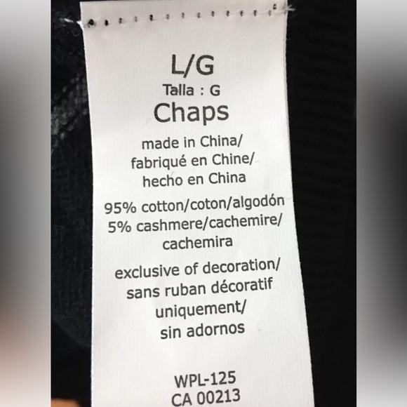 Chaps Sweater NWT Men's Cotton Cashmere Long Sleeve V-Neck Size Large - Picture 4 of 4